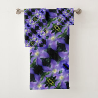 Soft Purple Clematis Flower Abstract Pattern Bath Towel Set