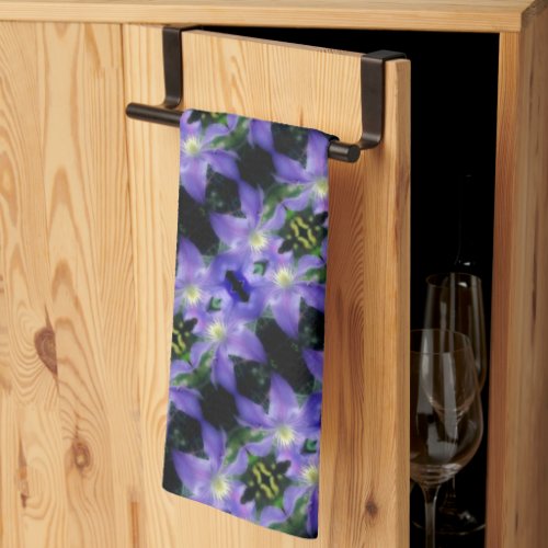 Soft Purple Clematis Flower Abstract Pattern   Kitchen Towel