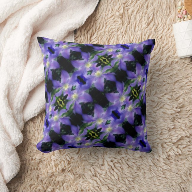 Soft Purple Clematis Flower Abstract  Throw Pillow (Blanket)