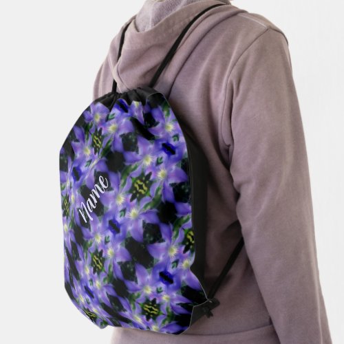 Soft Purple Clematis Flower Pattern Personalized   Drawstring Bag