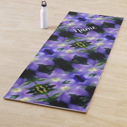 Soft Purple Clematis Flower Pattern Personalized   Yoga Mat