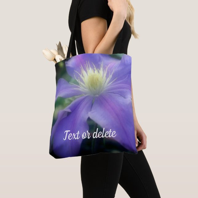 Soft Purple Clematis Flower Personalized Tote Bag (Close Up)