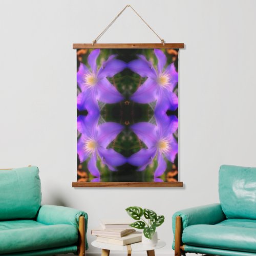 Soft Purple Clematis Flower Petals Abstract Hanging Tapestry