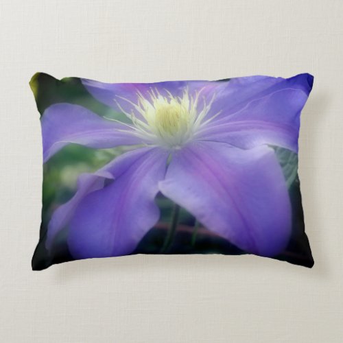 Soft Purple Clematis Flower Petals Accent Pillow