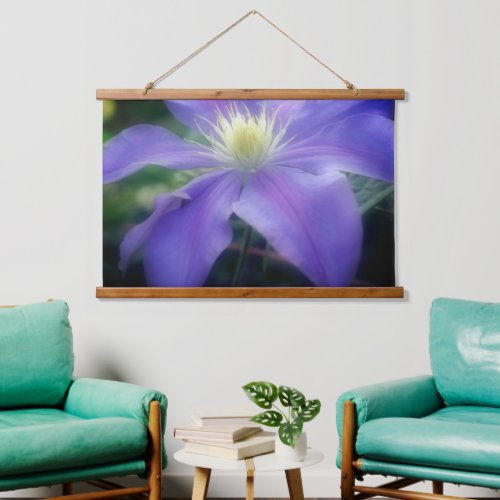 Soft Purple Clematis Flower Petals Hanging Tapestry