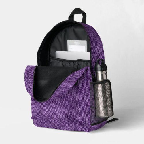 Soft Purple Denim Pattern Printed Backpack