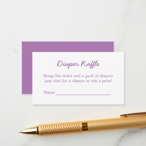 Soft Purple Diaper Raffle Minimalist Enclosure Card
