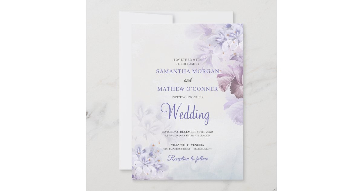 Dusty Blue Blush Pink Floral Wedding Invitation Zazzle, 50% Off