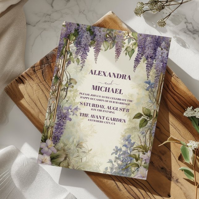 Soft purple dusty blue dusty pink floral wedding invitation (Creator Uploaded)