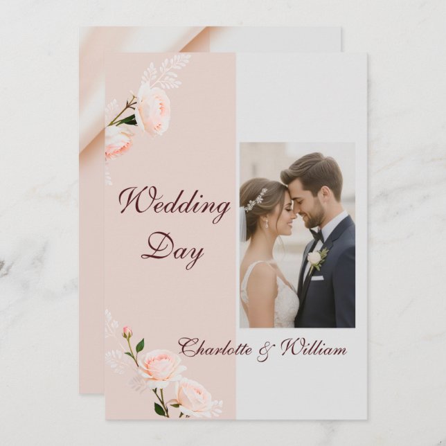 Soft purple effects with flowers invitation (Front/Back)