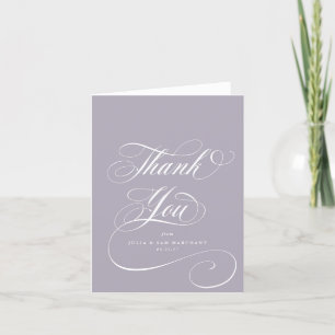 Soft Purple Elegant Script Blank Wedding Thank You Card