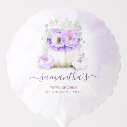 Soft Purple Floral Pumpkin Baby Shower Balloon