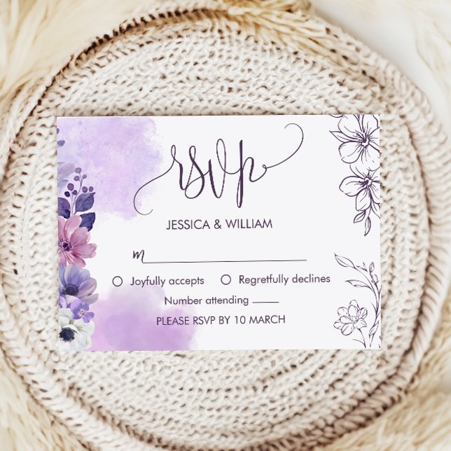 Soft Purple Floral RSVP Card (Creator Uploaded)