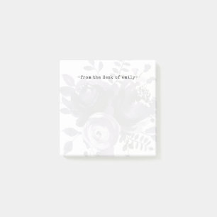 Soft Purple Floral under White Overlay and Name Post-it Notes
