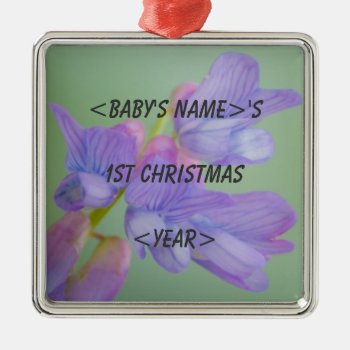 Soft Purple Flower Baby's 1st Christmas Metal Ornament by atlanticdreams at Zazzle