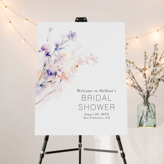 Soft Purple Flowers Welcome Sign for Any Event (In Situ (Stand))