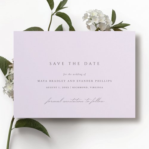 Soft Purple  Formal Airy Lavender Wedding Save The Date