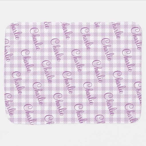 Soft Purple Gingham Check Girl Personalized Name Baby Blanket | Zazzle