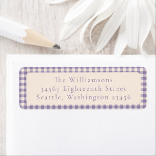 Soft Purple Gingham Plaid Custom Return Address Label