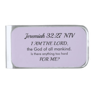 Soft Purple Inspirational Bible Verse Power of God Silver Finish Money Clip