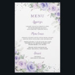 Soft Purple Lavender Floral Greenery Menu Sheet<br><div class="desc">Personalize these budget floral menu sheets easily and quickly. Simply click the customize it further button to edit the texts, change fonts and fonts colors. Featuring pretty pastel lavender purple flowers, delicate greenery and silver elements. This versatile design is perfect for many occasions including wedding, bridal shower, baby shower, birthday...</div>