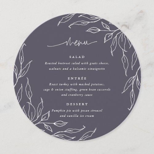 Soft Purple Leaf Motif Thanksgiving Dinner Round Menu