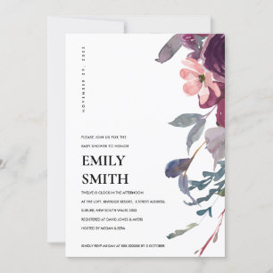SOFT PURPLE LILAC FLORAL BABY SHOWER INVITE
