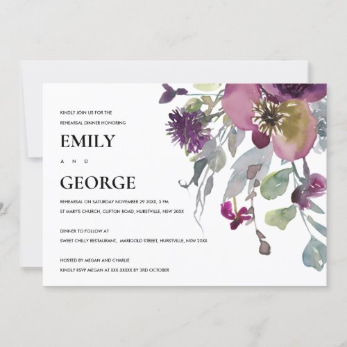 SOFT PURPLE LILAC FLORAL REHEARSAL DINNER INVITE