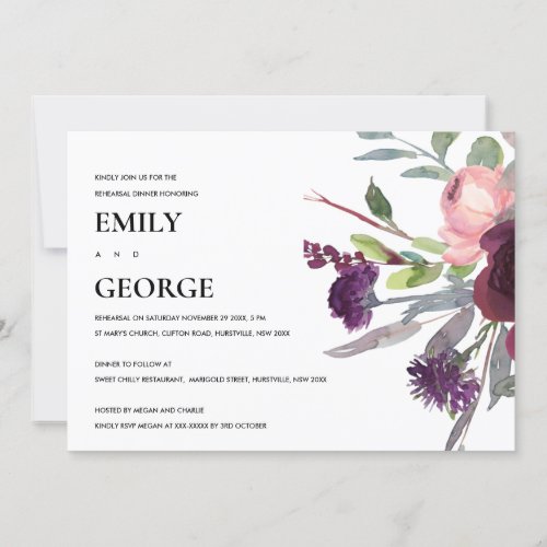 SOFT PURPLE LILAC FLORAL REHEARSAL DINNER INVITE