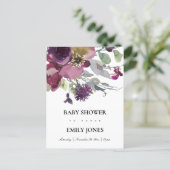SOFT PURPLE LILAC WATERCOLOR FLORAL BABY SHOWER INVITATION POSTCARD (Standing Front)