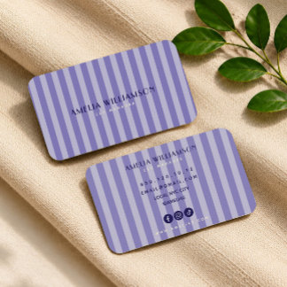 Soft purple minimal elegant striped Business Card