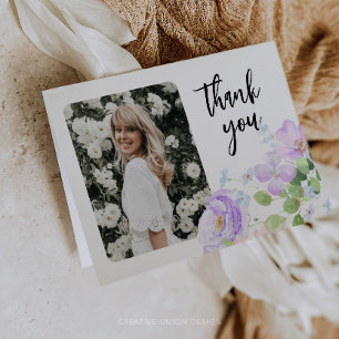 Soft Purple Petals Celebration of Life Letterpress Thank You Card