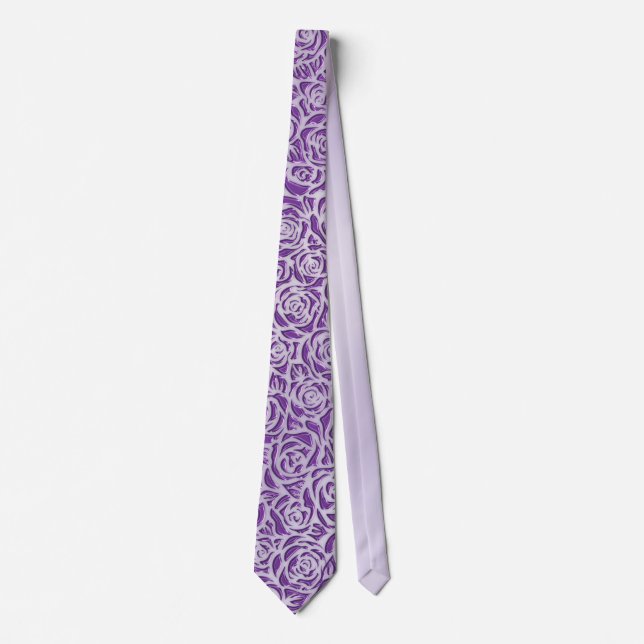 Soft Purple Rose Pattern Neck Tie (Front)