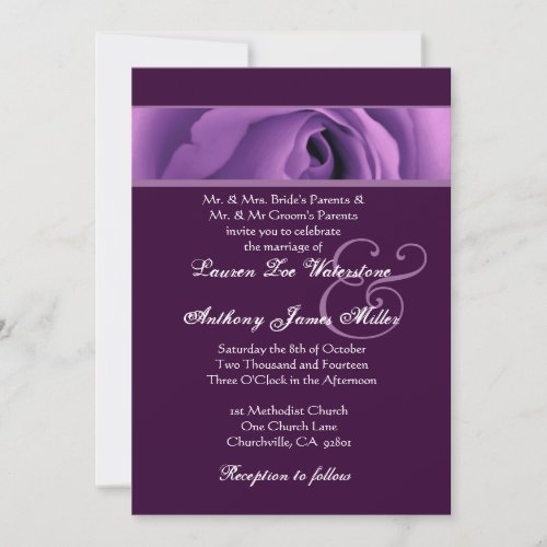 Soft Purple Rose Wedding Template H438 Personalized Announcement