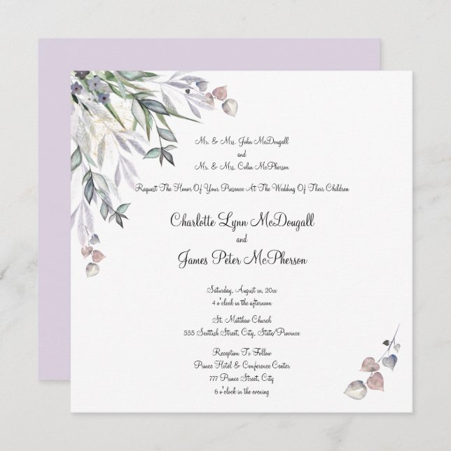 Soft Purple Scottish Heather Wedding  (Front/Back)