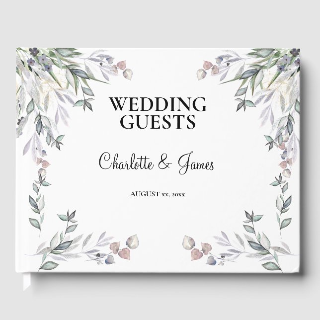 Soft Purple Scottish Heather Wedding  Guest Book (Front)