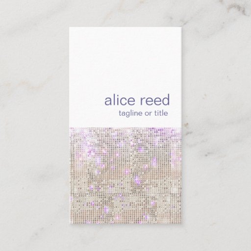 Customizable Soft Purple Sparkle Silver Sequins Business Card