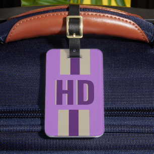 Soft Purple striped Shadow monogrammed retro Luggage Tag