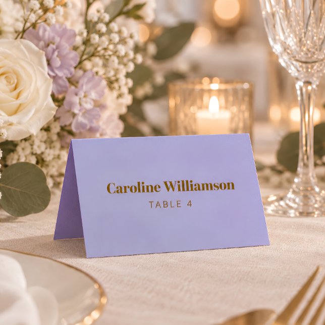 Soft Purple Typography Custom Table Place Card (Creator Uploaded)