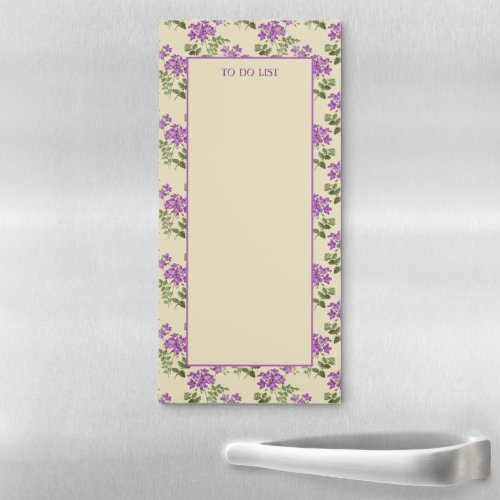 Soft Purple Violets TO DO List on Pale Yellow  Magnetic Notepad