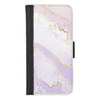 Soft Purple Watercolor Gold Splash Elegant iPhone 8/7 Wallet Case