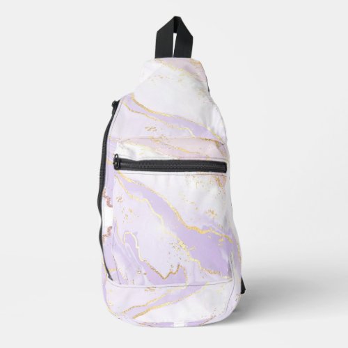 Soft Purple  Watercolor Gold Splash Elegant Sling Bag
