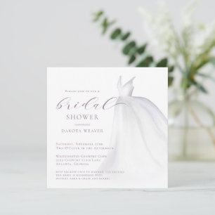 Soft Purple Watercolor Wedding Dress Bridal Shower Invitation