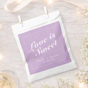 Soft Purple & White Modern Minimalist Wedding Favor Bag