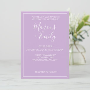 Soft Purple & White Modern Minimalist Wedding Invitation