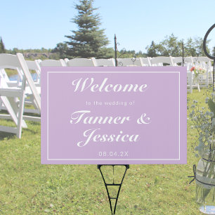 Soft Purple & White Modern Wedding Outdoor Sign