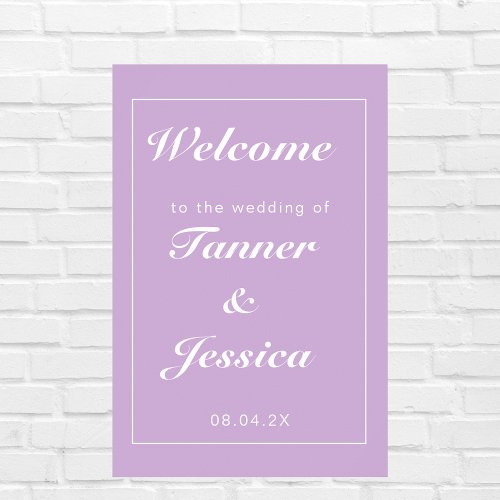 Soft Purple  White Modern Wedding Welcome Poster