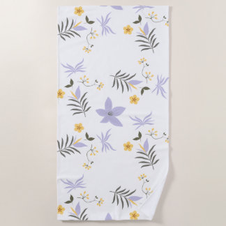Soft Purple & Yellow Floral Beach Towel