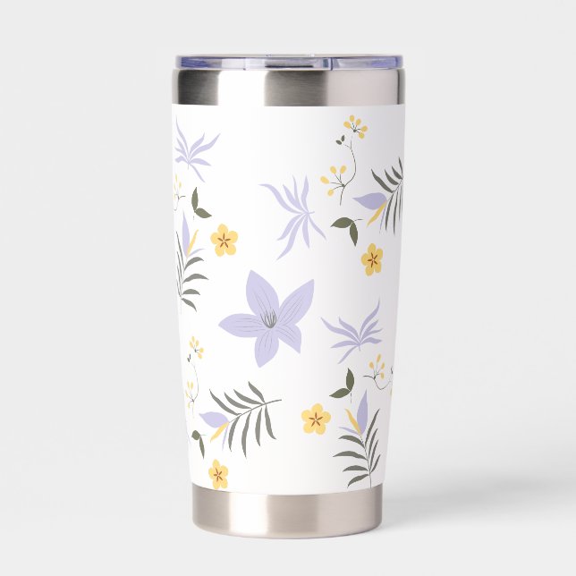 Soft Purple & Yellow Floral Insulated Tumbler (Front)
