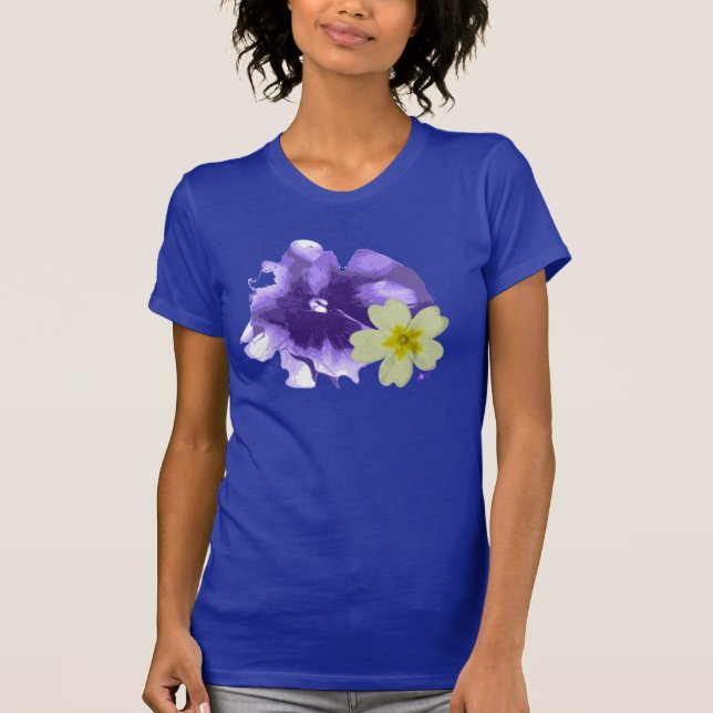 Soft Purple & Yellow Flowers Fine Jersey T-Shirt (Front)
